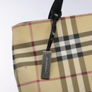 BURBERRY Nova Check Tote Bag PVC Beige Silver Auth gh491-10