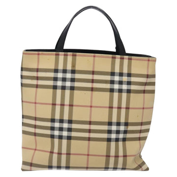 BURBERRY Nova Check Tote Bag PVC Beige Silver Auth gh491 - 0