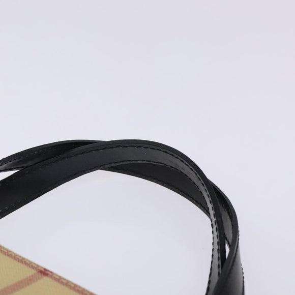 BURBERRY Nova Check Tote Bag PVC Beige Silver Auth gh491