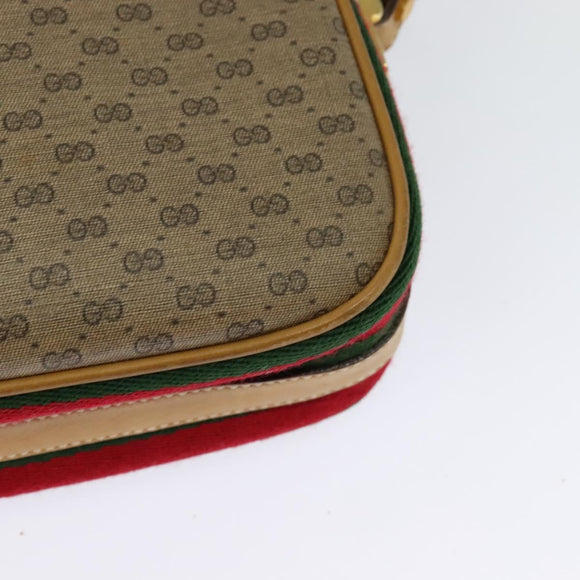 GUCCI Micro GG Supreme Web Sherry Line Bag PVC Beige Gold Auth gh497
