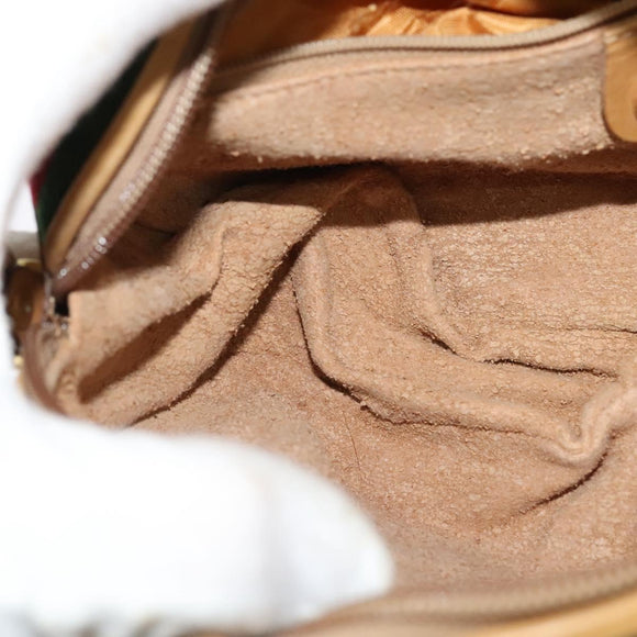 GUCCI Micro GG Supreme Web Sherry Line Bag PVC Beige Gold Auth gh497