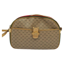 GUCCI Micro GG Supreme Web Sherry Line Bag PVC Beige Gold Auth gh497 - 0