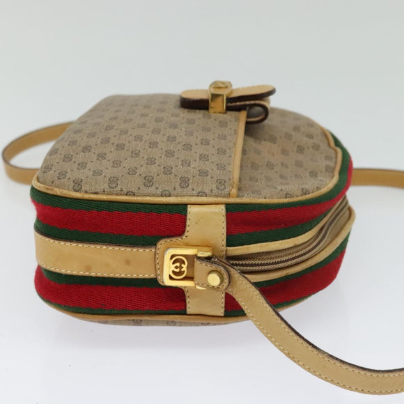 GUCCI Micro GG Supreme Web Sherry Line Bag PVC Beige Gold Auth gh497