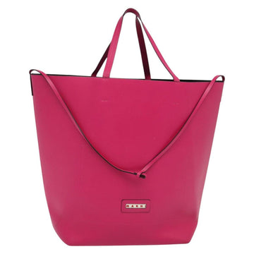 MARNI Tote Bag Leather Pink Auth gh503