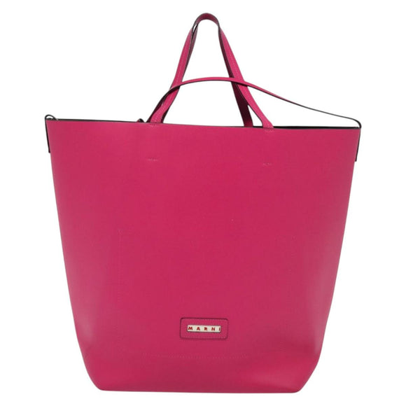 MARNI Tote Bag Leather Pink Auth gh503