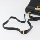 Salvatore Ferragamo Gancini Hand Bag Leather 2way Black Gold Auth gh504-15