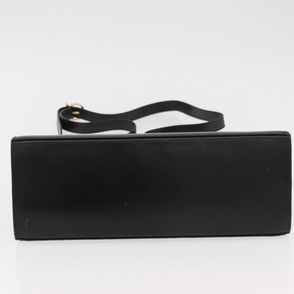 Salvatore Ferragamo Gancini Hand Bag Leather 2way Black Gold Auth gh504