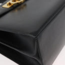 Salvatore Ferragamo Gancini Hand Bag Leather 2way Black Gold Auth gh504-16