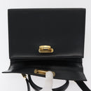 Salvatore Ferragamo Gancini Hand Bag Leather 2way Black Gold Auth gh504-12