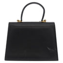 Salvatore Ferragamo Gancini Hand Bag Leather 2way Black Gold Auth gh504-2