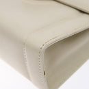 Salvatore Ferragamo Gancini Shoulder Bag Leather White Gold Auth gh505-9