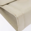 Salvatore Ferragamo Gancini Shoulder Bag Leather White Gold Auth gh505-14