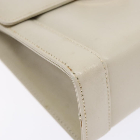 Salvatore Ferragamo Gancini Shoulder Bag Leather White Gold Auth gh505