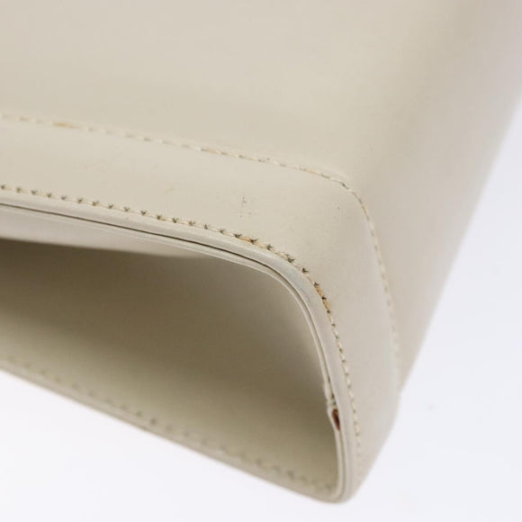 Salvatore Ferragamo Gancini Shoulder Bag Leather White Gold Auth gh505