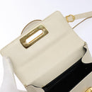 Salvatore Ferragamo Gancini Shoulder Bag Leather White Gold Auth gh505-18