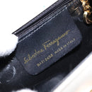 Salvatore Ferragamo Gancini Shoulder Bag Leather White Gold Auth gh505-12