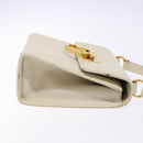 Salvatore Ferragamo Gancini Shoulder Bag Leather White Gold Auth gh505-3