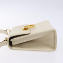 Salvatore Ferragamo Gancini Shoulder Bag Leather White Gold Auth gh505-4