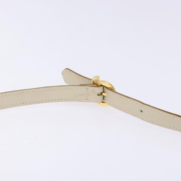 Salvatore Ferragamo Gancini Shoulder Bag Leather White Gold Auth gh505