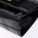 Salvatore Ferragamo Chain Shoulder Bag Enamel Black Gold Auth gh509-15