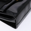 Salvatore Ferragamo Chain Shoulder Bag Enamel Black Gold Auth gh509-16