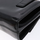 Salvatore Ferragamo Chain Shoulder Bag Enamel Black Gold Auth gh509-17