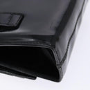 Salvatore Ferragamo Chain Shoulder Bag Enamel Black Gold Auth gh509-18