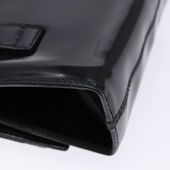 Salvatore Ferragamo Chain Shoulder Bag Enamel Black Gold Auth gh509