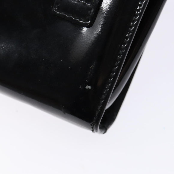 Salvatore Ferragamo Chain Shoulder Bag Enamel Black Gold Auth gh509