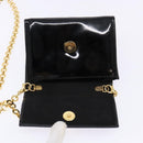 Salvatore Ferragamo Chain Shoulder Bag Enamel Black Gold Auth gh509-9