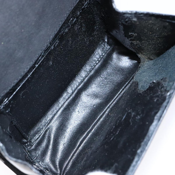 Salvatore Ferragamo Chain Shoulder Bag Enamel Black Gold Auth gh509