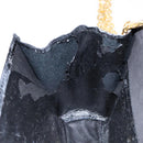 Salvatore Ferragamo Chain Shoulder Bag Enamel Black Gold Auth gh509-12