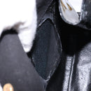 Salvatore Ferragamo Chain Shoulder Bag Enamel Black Gold Auth gh509-11