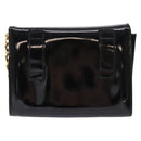 Salvatore Ferragamo Chain Shoulder Bag Enamel Black Gold Auth gh509-2