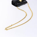 Salvatore Ferragamo Chain Shoulder Bag Enamel Black Gold Auth gh509-7