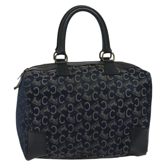 CELINE C Sulky Boston Bag Canvas Navy Auth gh511