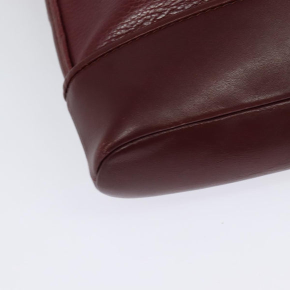 CARTIER Must Line Shoulder Bag Leather Bordeaux Gold Auth gh514