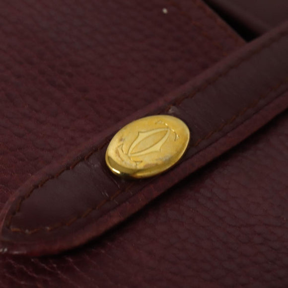 CARTIER Must Line Shoulder Bag Leather Bordeaux Gold Auth gh514