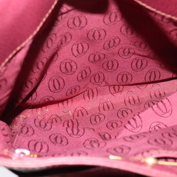 CARTIER Must Line Shoulder Bag Leather Bordeaux Gold Auth gh514