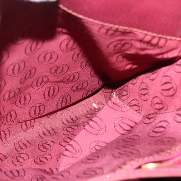 CARTIER Must Line Shoulder Bag Leather Bordeaux Gold Auth gh514