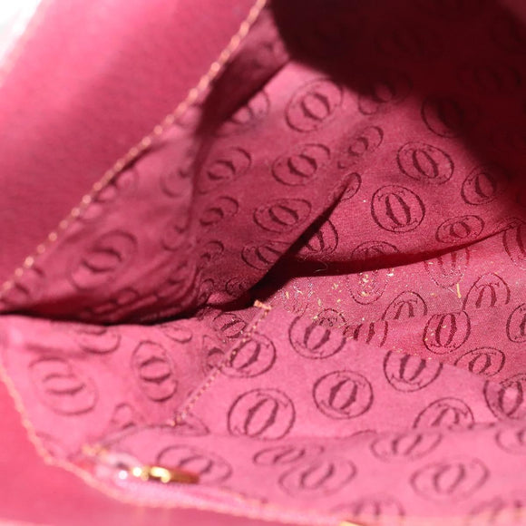 CARTIER Must Line Shoulder Bag Leather Bordeaux Gold Auth gh514