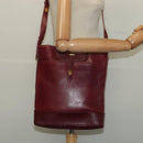 CARTIER Must Line Shoulder Bag Leather Bordeaux Gold Auth gh514-21
