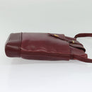 CARTIER Must Line Shoulder Bag Leather Bordeaux Gold Auth gh514-4