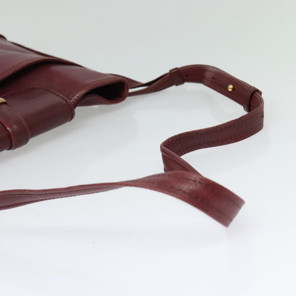 CARTIER Must Line Shoulder Bag Leather Bordeaux Gold Auth gh514