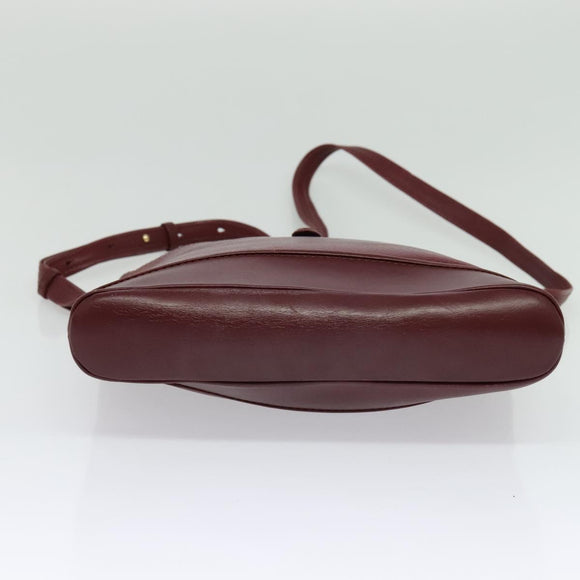 CARTIER Must Line Shoulder Bag Leather Bordeaux Gold Auth gh514