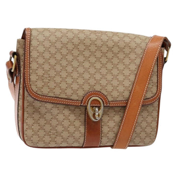 CELINE Macadam Canvas Shoulder Bag PVC Beige Gold Auth gh516