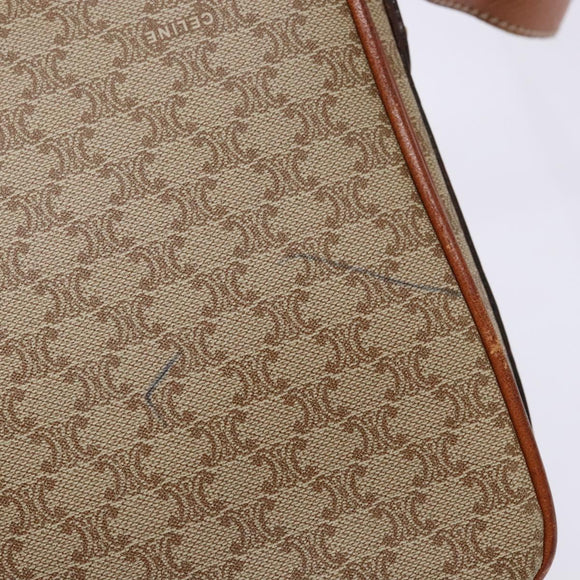 CELINE Macadam Canvas Shoulder Bag PVC Beige Gold Auth gh516