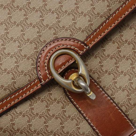 CELINE Macadam Canvas Shoulder Bag PVC Beige Gold Auth gh516