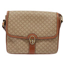 CELINE Macadam Canvas Shoulder Bag PVC Beige Gold Auth gh516-13