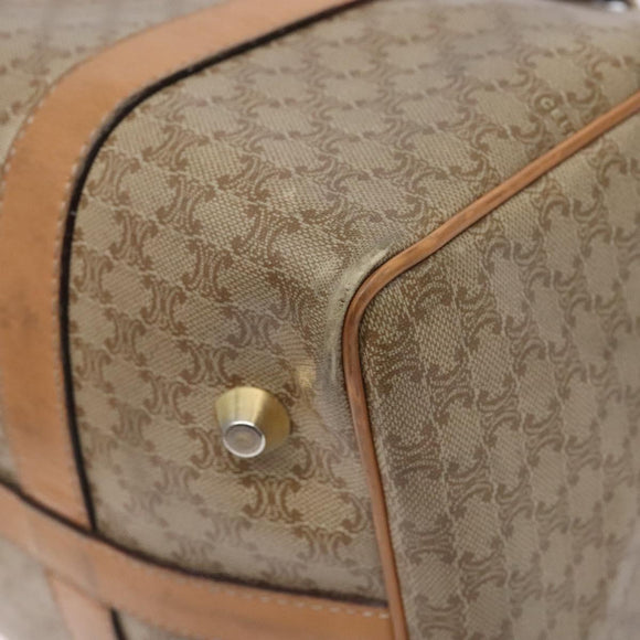 CELINE Macadam Canvas Boston Bag PVC Beige Gold Auth gh517